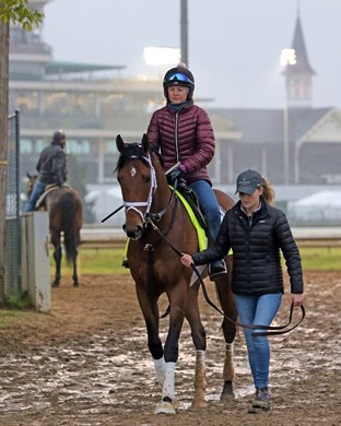 Sainthood coming off the track at Churchill Downs on April 25, 2021. Photo By: Chad B. Harmon