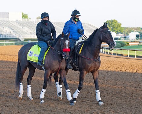 (L-R): Hot Rod Charlie and Lava Man<br><br />
Kentucky Derby and Oaks horses, people and scenes at Churchill Downs in Louisville, Ky., on April 26, 2021. 