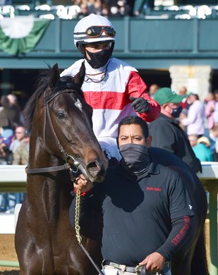 April 2, 2021: Scarlett Sky, Joel Rosario up, after winning the Gr.3 Transylvania at Keeneland