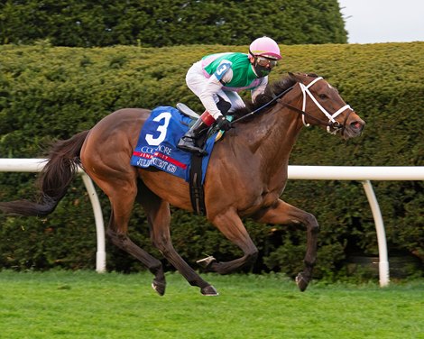 Juliet Foxtrot with Tyler Gaffalione wins the Coolmore Jenny Wiley (G1)<br><br />
at Keeneland near Lexington, Ky., on April 10, 2021. 