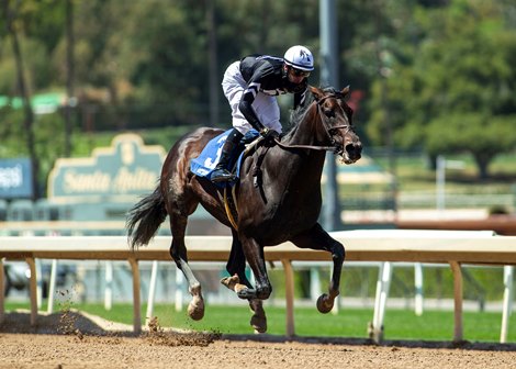 Tizamagician and jockey Flavien Prat win the G3, $100,000 Tokyo City Cup, Sunday, April 18, 2021 at Santa Anita Park, Arcadia CA.