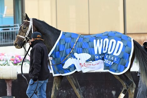 Bourbonic wins the 2021 Wood Memorial at Aqueduct