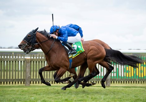 Master of The Seas (William Buick,nearest) beats La Barrosa (James Doyle) in the Craven Stakes<br>
Newmarket 15.4.21