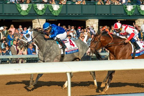 Essential Quality with Luis Saez up wins the Blue Grass Stakes (G2) at Keeneland on April 3, 2021.