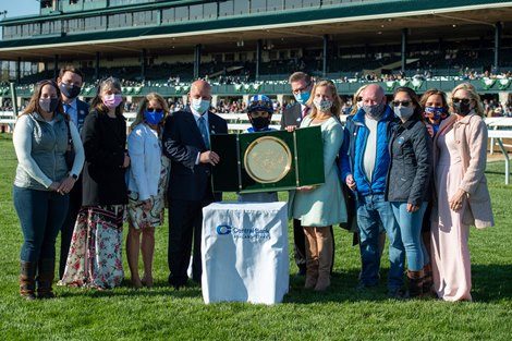 Malathaat wins the Ashland Stakes (G1) at Keeneland on April 3, 2021.