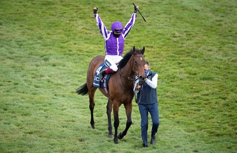 Mother Earth (Frankie Dettori)  after winning the 1000 Guineas<br><br />
Newmarket 2.5.21 Pic: Edward Whitaker/Racing Post