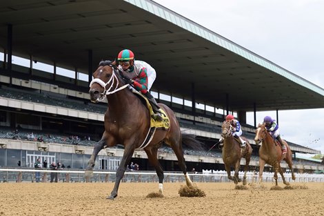 Firenze Fire wins the 2021 Runhappy Stakes at Belmont Park                                  