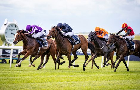 Empress Josephine and Seamie Heffernan winning the Irish 1,000 Guineas from Joan Of Arc.<br><br />
The Curragh Racecourse<br><br />
Photo: Patrick McCann/Racing Post<br><br />
23.05.2021