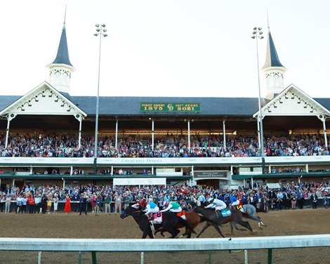 MEDINA SPIRIT The Kentucky Derby G1 - 147th Running Churchill Downs Louisville, KY May 1, 2021 Race #12 Purse $3,000,000 1-1/4 Miles 2:01.02 Zedan Racing Stables, Owner Bob Baffert, Trainer John Velazquez, Jockey Mandaloun (2nd) Hot Rod Charlie (3rd) $25.20 $12.00 $7.610 Order of Finish - 8, 7, 9, 14 