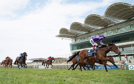 Mother Earth (Frankie Dettori) wins the 1000 Guineas<br><br />
Newmarket 2.5.21 Pic: Edward Whitaker/Racing Post