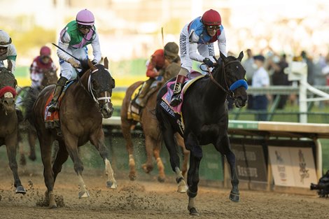 Medina Spirit with John R. Velazquez wins the Kentucky Derby (G1) at Churchill Downs in Louisville, Kentucky on May 1, 2021.