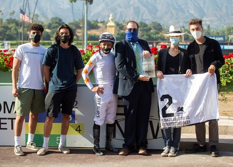 Phoenix Thoroughbred III&#39;s Crazy Beautiful and jockey Mike Smith win the Grade II Summertime Oaks Sunday, May 30, 2021 at Santa Anita Park, Arcadia, CA.<br><br />
Benoit Photo