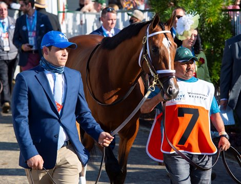 Mandaloun before the Kentucky Derby (G1) at Churchill Downs in Louisville, Kentucky on May 1, 2021.