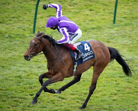 Mother Earth (Frankie Dettori) wins the 1000 Guineas<br><br />
Newmarket 2.5.21 Pic: Edward Whitaker/Racing Post