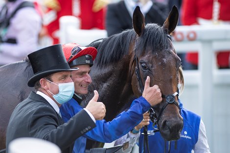 Charlie Appleby and Adam Kirby after Adayar had won the Derby<br><br />
Epsom 5.6.21