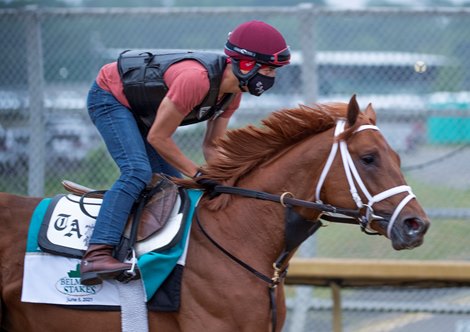 Known Agenda on the training track at Belmont Park for morning exercise in advance of the Belmont StakesThursday June 3, 2021 in Elmont, N.Y.  . Photo  by Skip Dickstein