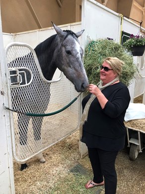 Deann with Piedi Bianchi at Del Mar prior to 2017 Breeders Cup
