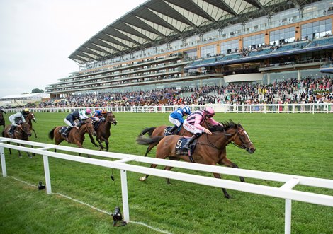 Loving Dream (GB) (Rab Havlin) beats Eshaada in the Ribblesdale Stakes<br><br />
Ascot 17.6.21 Pic: Edward Whitaker/Racing Post