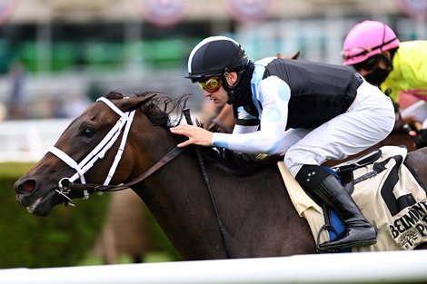 Con Lima wins the 2021 Wonder Again Stakes at Belmont Park