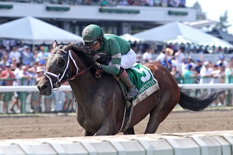 Dr Post #5 with Joel Rosario riding won the $300,000 Grade III Monmouth Cup at Monmouth Park Racetrack in Oceanport, NJ on Saturday July 17, 2021.  Photo By Bill Denver/EQUI-PHOTO