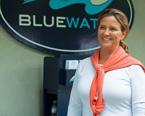 Meg Levy with Bluewater Sales.<br><br />
Scenes, people and horses at The July Sale at Fasig-Tipton near Lexington, Ky. on July 10, 2021. 