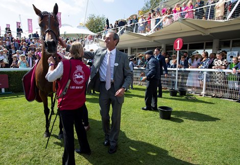 Lady Bowthorpe and William Jarvis after the Nassau Stakes Glorious Goodwood 29.7.21 