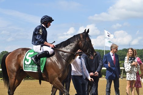 Santa Barbara wins the 2021 Belmont Oaks Invitational Stakes at Belmont Park