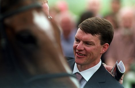 Galileo and Aidan O'Brien after winning the Irish Derby July 2001 Mirrorpix