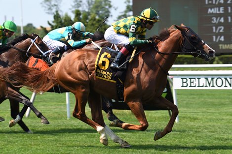 Gufo wins the Grand Couturier Stakes Monday, July 5, 2021 at Belmont Park