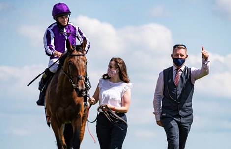 Snowfall wins the 2021 Irish Oaks