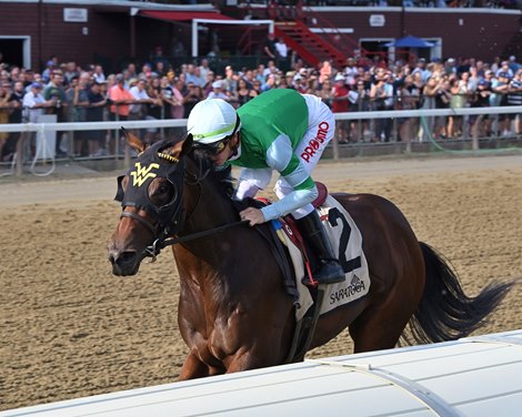 Averly Jane wins the 2021 Skidmore Stakes at Saratoga