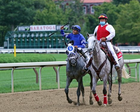 Essential Quality with Luis Saez win the 152nd Running of The Travers (GI) at Saratoga on August 28, 2021