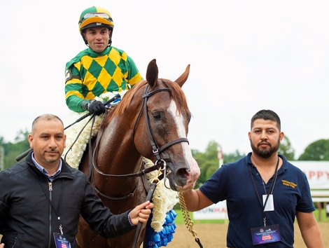 Gufo with Joel Rosario wins the Resorts World Casino Sword Dancer Stakes (G1T) at Saratoga Race Course in Saratoga Springs, N.Y., on Aug. 28, 2021. 