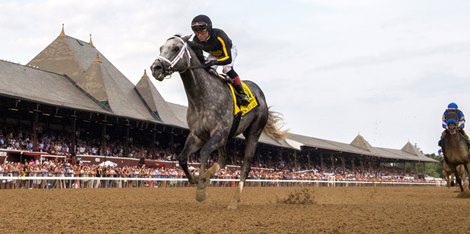 Knicks Go with jockey Jockey Joel Rosario in the saddle wins the 94th running of The Whitney at the Saratoga Race Course Saturday Aug 7, 2021 in Saratoga Springs, N.Y. Photo  by Skip Dickstein/Tim Lanahan
