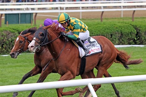 Gufo with Joel Rosario win the 47th Running of The Sword Dancer (GI) over Japan with Ryan Moore at Saratoga on August 28, 2021. Photo By: Chad B. Harmon