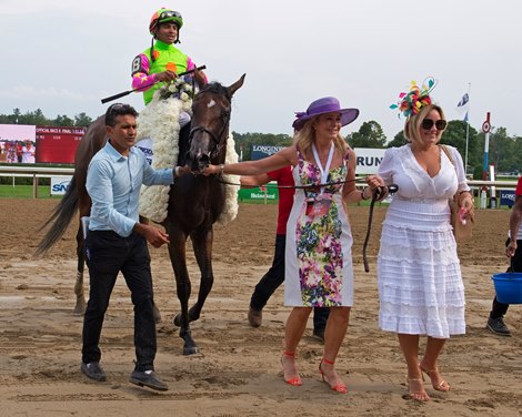 Bella Sofia with Luis Suez wins the Longines Test (G1). <br><br />
Saratoga racing scenes at Saratoga in Saratoga Springs, N.Y. on Aug. 7, 2021. 