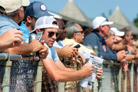 Fans at Saratoga Race Course in Saratoga Springs, N.Y., on Aug. 28, 2021.