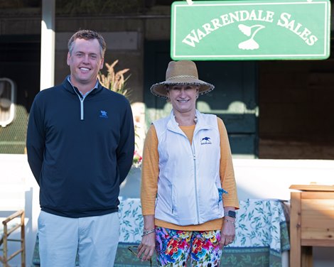 (L-R): Hunter Simms and Kitty Day Taylor with Warrendale Sales<br>
Keeneland September yearling sales on Sept. 10, 2021.