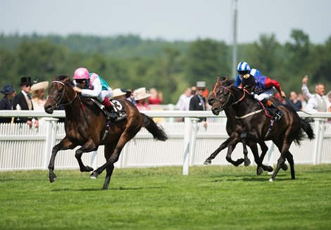 Time Test (Frankie Dettori) wins the Tercentenary Stakes<br>
Royal Ascot 18.6.15 Pic: Edward Whitaker