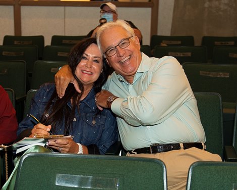 (L-R): Dana and Jim Bernard with Lynnhaven Racing after buying hip 309 <br><br />
Keeneland September yearling sales on Sept. 14, 2021. 