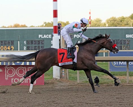 Hot Rod Charlie with Flavien Prat win the 41st Running of the Pennsylvania Derby (GI) at Parx on September 25, 2021. Photo By: Chad B. Harmon