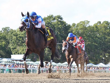 Runup #6 with Joseph Ramos riding won the $200,000 Sorority at Monmouth Park Racetrack in Oceanport, NJ on Monday September 6, 20201.  Photo By Bill Denver/EQUI-PHOTO