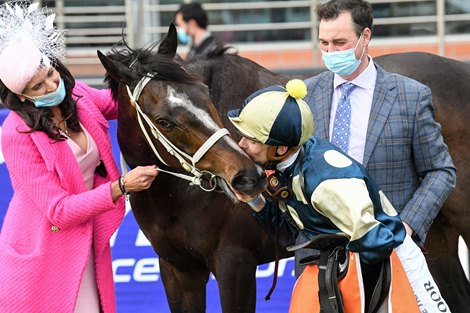 Sierra Sue (NZ)  after winning  the Neds Sir Rupert Clarke Stakes at Caulfield Racecourse on September 18, 2021 in Caulfield, Australia