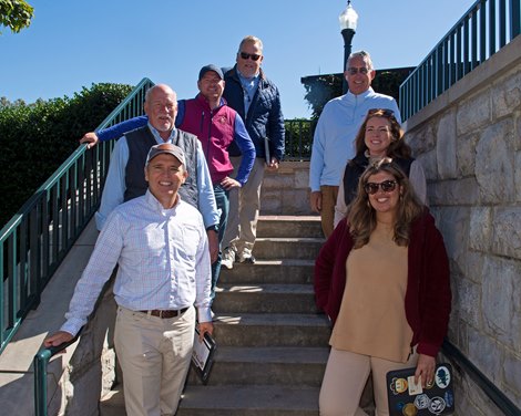 (L-R): Team Taylor Made includes Mark Taylor, Pat Payne, Alex Payne, Stuart Angus, Jeff Hayslett, Katie Taylor, Whalen, and  Samantha McGreevy<br><br />
Keeneland September yearling sales on Sept. 24, 2021. 