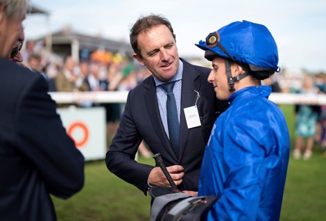 Charlie Appleby and William Buick after Hurricane Lane's win in the St Leger<br>
Doncaster 11.9.21 