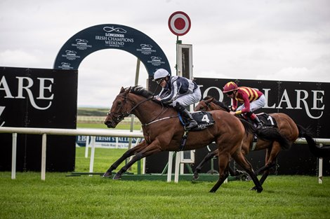 Explore and Shane Foley take Moyglare Stud Stakes (Group 1).  Curragh Racecourse.  Photo: Patrick McCann / Racing Post 12.09.2021