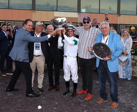 Hot Rod Charlie #7 with Flavien Prat riding won the $1,000,000 Grade 1 Pennsylvania Derby at Parx Racing in Bensalem, Pennsylvania on September 25, 2021. Photo By Bill Denver /EQUI-PHOTO