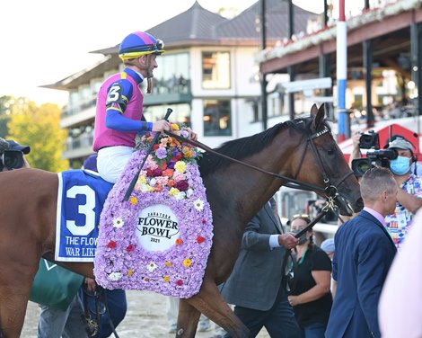 War Like Goddess wins the 2021 Flower Bowl Stakes at Saratoga