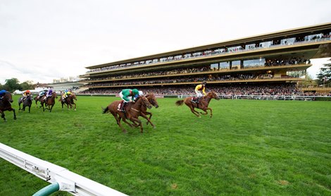 Torquator Tasso (R. Piechulek) wins the Prix de l&#39;arc de Triomphe Longchamp 3.10.21 Pic: Edward Whitaker