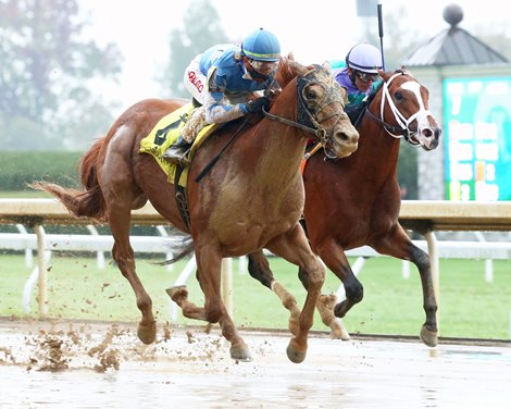 Nakatomi wins the 2021 Bowman Mill Stakes at Keeneland